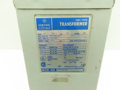 GE 9T51B190 Transformer 1PH 1KVA 249/263/277HV 120/240LV Dry Type QB