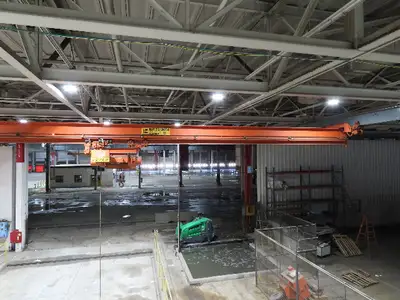 Cleveland Tramrail P&H 4 Ton Single Girder Underhung Bridge Crane 45' 10" Span