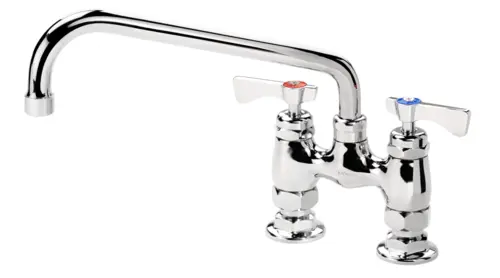 Krowne 15-410L-L-H2 Raised Deck Mount Faucet w/ 10" Swing Spout & Lever Handles - 4" Centers, 0.5 GPM