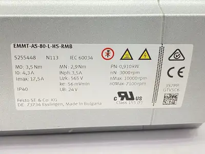 Used Festo Servo Motor 3.5Nm Stall, 910W, 680V, 8540rpm, 5255448 Servo Motors Michigan US | Maverick Industrial Sales #1398953