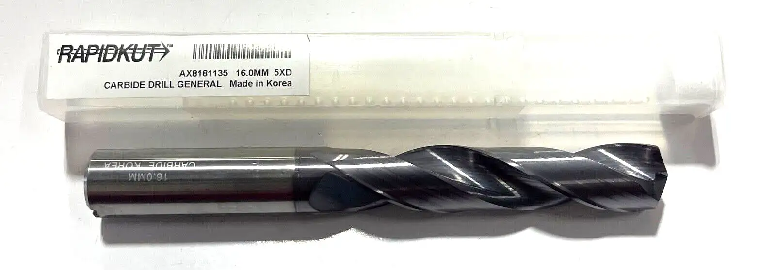 RapidKut 16mm Solid Carbide Drill 5xD TiAlN Coating Coolant Thru 140°