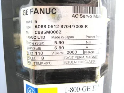 GE FANUC A06B-0512-B704/700-R SERVO MOTOR A06B0512B704 7008-R