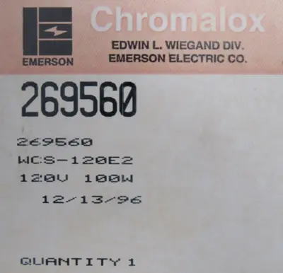 NEW CHROMALOX WCS-120E2 IMMERSION HEATER 120V 100W 269560 WCS120E2 156-117177005