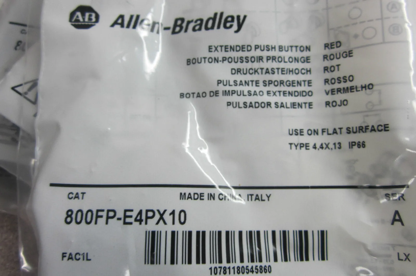 2 NEW ALLEN BRADLEY 800FP-E4PX10 PUSH BUTTON 800FPE4PX10