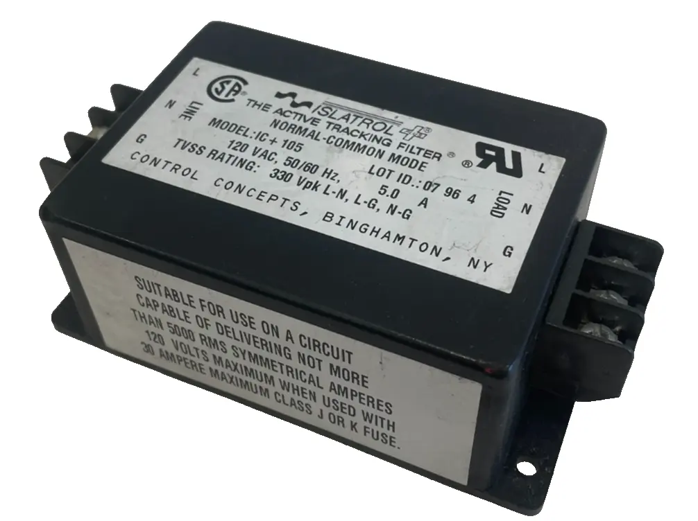 NEW CONTROL CONCEPTS IC+105 ISLATROL TRACKING FILTER 120VAC 50/60HZ 5.0 A IC105
