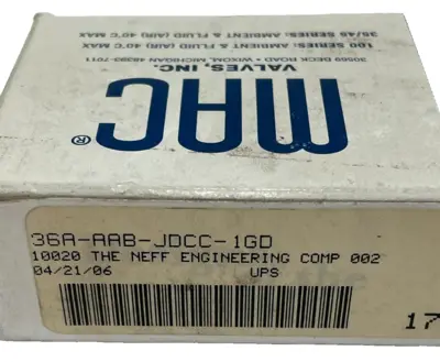NEW MAC VALVES 36A-AAB-JDCC-1GD SOLENOID VALVE 36AAABJDCC1GD