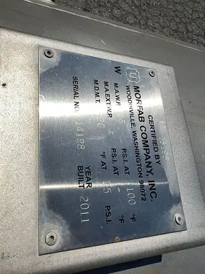 Tank, 425 Gallon, Stainless Steel, 55 PSI, DT/DB, Morfab #S744613