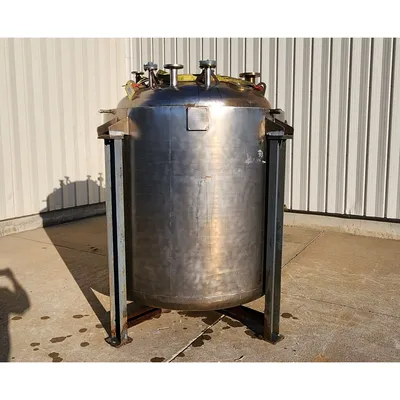 Used 2,000 L 316L Stainless Jacketed Pressure Vessel Reactor Slurry Feed Tank