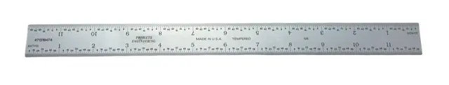 PEC Tools 12" 5R Certified Rigid Rule Satin Chrome USA Made
