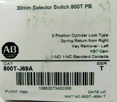 NEW ALLEN BRADLEY 800T-J69A SELECTOR SWITCH SER T 800TJ69A