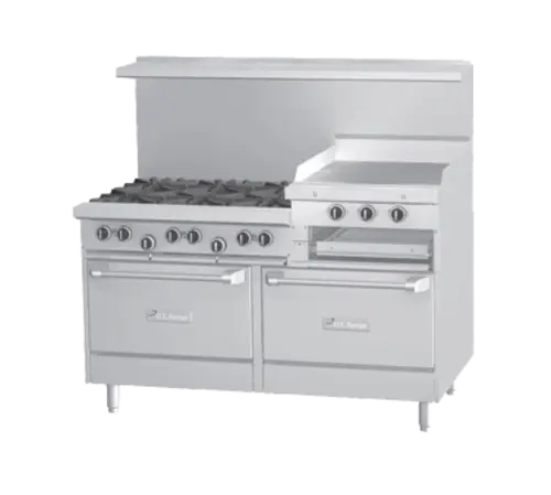 Garland U60-6R24RR 60" 6 Burner Gas Range w/ Griddle/Broiler & (2) Standard Ovens, Natural Gas