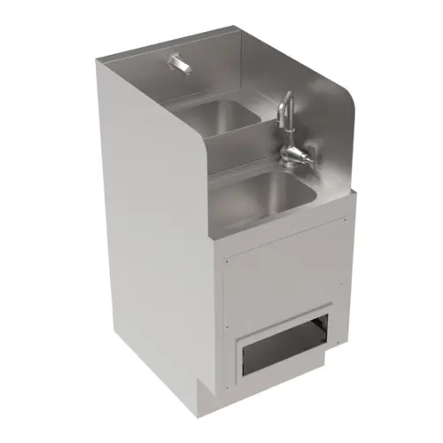 Krowne KR24-HX18-E Underbar Hand/Dump Sink w/ (2) 8"L x 13"W Bowls, Touchless Faucet