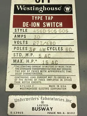 USED WESTINGHOUSE 456D-905-G06