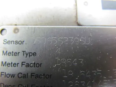 Micro motion DS065S239SU Mass Flow Meter Type4 -240 To 177°C 2250PSIG