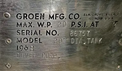 USED 1968 GROEN 20" DIA TANK