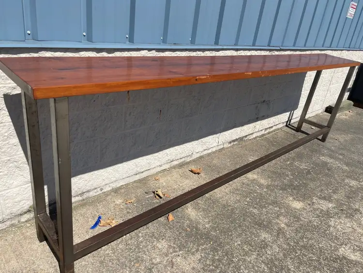 Used Falcon Restaurant Supply Used 12' Steel Table with wood Top - SS313 Food Prep Tables Illinois US | Falcon Restaurant Supply #1375601
