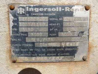 Used Ingersoll Rand 4X12CB-9 Pumps Ohio US | Equipment Recovery Corp. #1330500