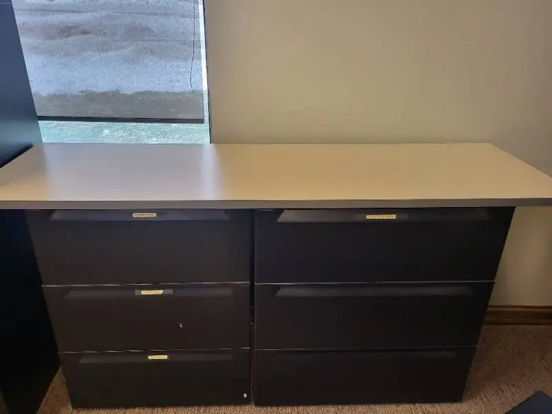 Two 3-drawer file cabinets with Shared Counter