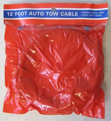 12 foot auto tow cable braided steel wire with heavy duty hooks