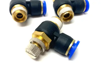 New | in-Stock SNS PNEUMATIC FLOW THROTTLE/SPEED CONTROL ELBOW VALVE FITTING 10MM TUBE Speed Drives | Maverick Industrial Sales #1112199