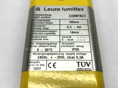Used Leuze Safety Light Curtain Compact Transmitter, 14mm Resolution 563101 Light Curtains & Grids Michigan US | Maverick Industrial Sales #1475345