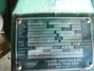 Fisher 3" 600 Rating, WCB Steel Vee - Ball Control Valve