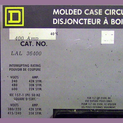 Square D 3 Pole 400 Amp Type LAL Breaker