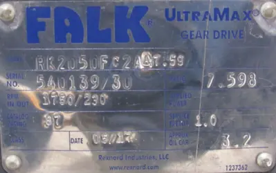 NEW FALK RK2050FC2AAT7.59 GEAR REDUCER RATIO 7.598:1