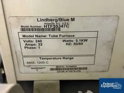 Used Lindberg 3" Lindberg Rotary Tube Calciner, Model HTF5534C, 1200 C Calciners Ohio US | Federal Equipment Company #1338371