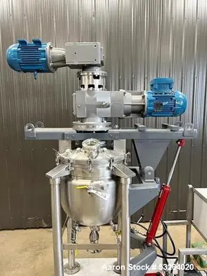 Used JC Pardo 26 Gallon 316 SS Reactor Tank – Double Motion Scrape Agitation, Jacketed, Hydraulic Tilt