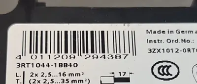 Siemens 3RT1044-1B - Contactor 24V Loc4F49