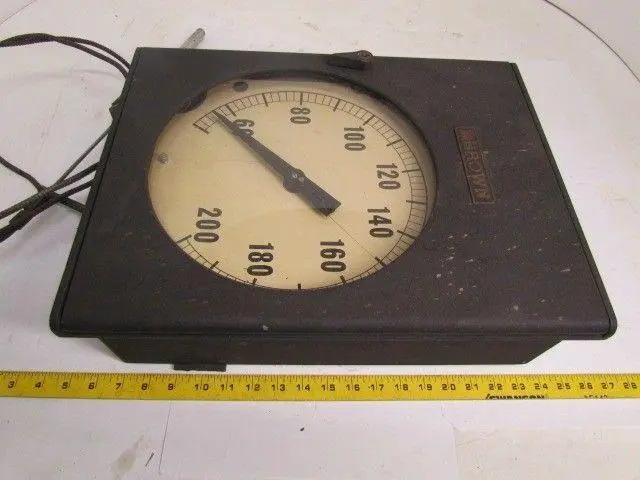 The Brown Instrument Co. Model 645120 50-200 Degree F Vintage Thermometer12"Face