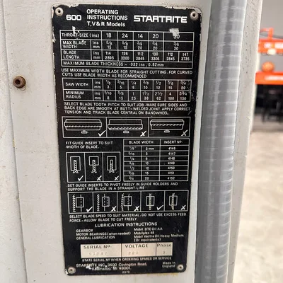 20″ Used Startrite Vertical Band Saw