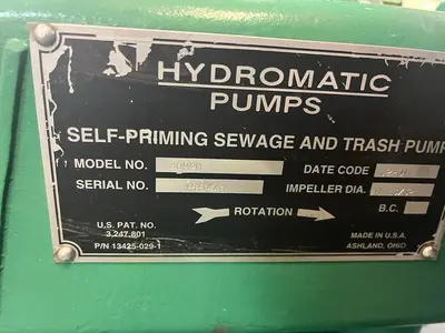 HYDROMATIC,30MPD,SELF PRIMING SEWAGE PUMP 3" 7.5HP 1745RPM 3PH