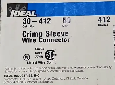 Ideal 30-412 Steel Crimp Connector Box with 50 Loc4D25