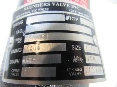 Saunders Valve Inc. 1-1/2" Diaphragm Valve With An ESC Modulator Actuator