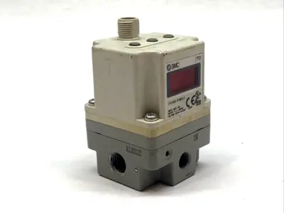 USED SMC ELECTRO-PNEUMATIC REGULATOR 0–0.9MPA 1/4" NPT 24V