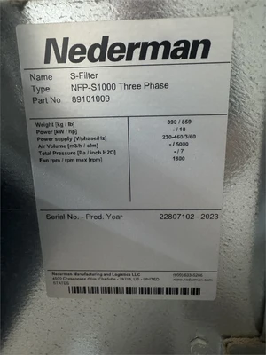 Used 2023 NEDERMAN "NFP-S1000" Dust Collectors Texas US | MachineryMax #1488360