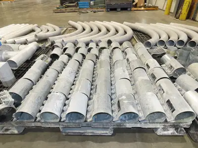 Nucon 3.5" Pipe Pneumatic Dry Material Conveying 90°Elbows Morris Couplings 4"OD