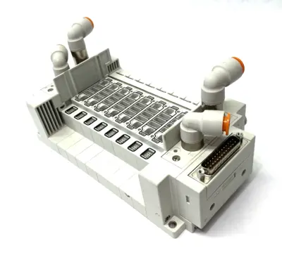 USED SMC 9-STATION PNEUMATIC MANIFOLD ASSEMBLY UNIT