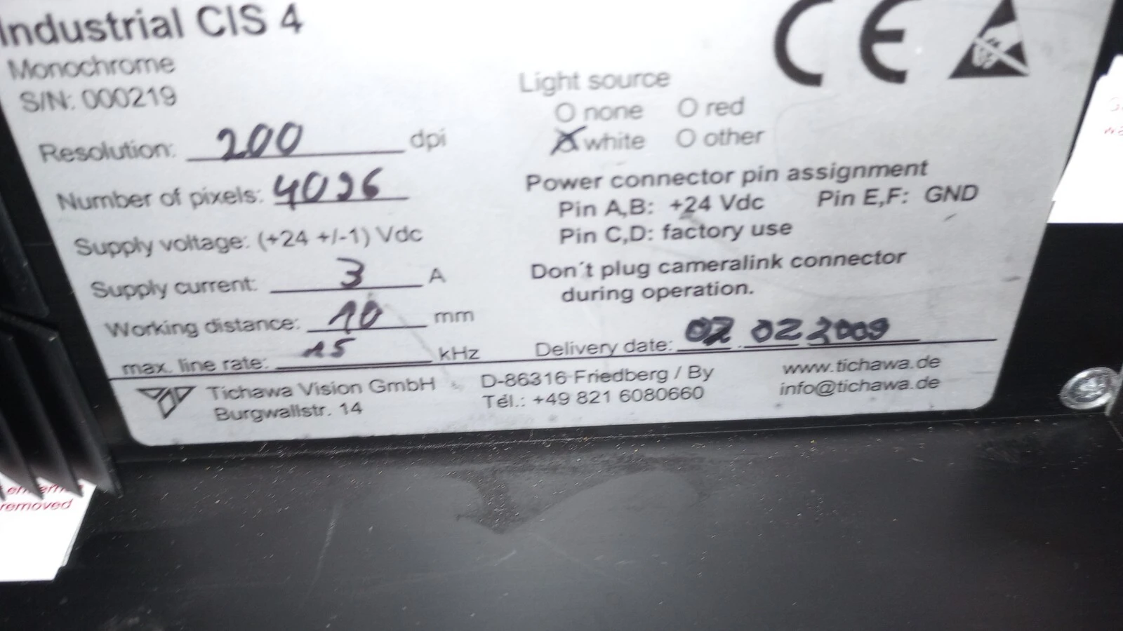 USED TICHAWA VISION INSPECTION CAMERA