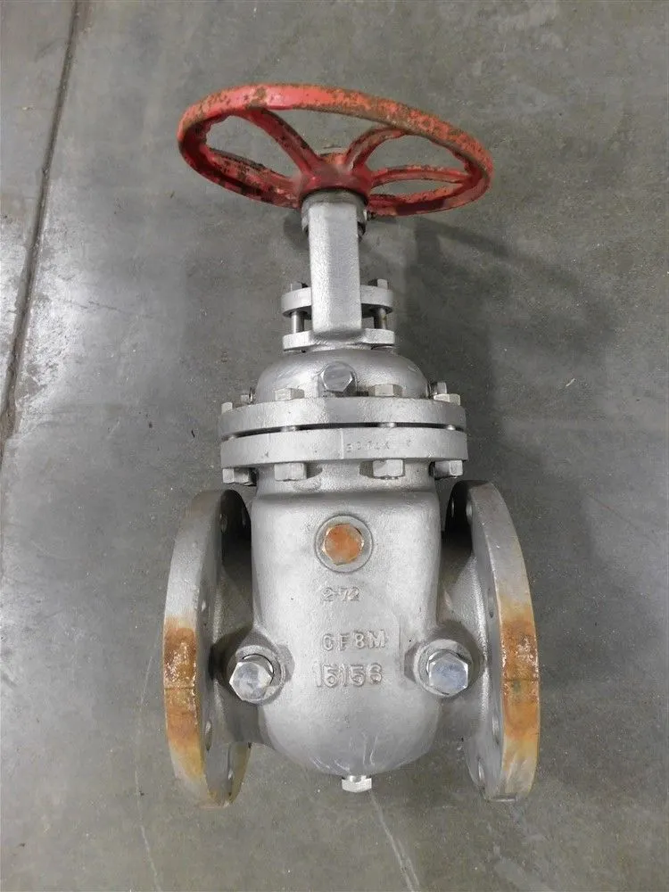 4" Aloyco Stainless Steel Gate Valve Class 150 CF8M Rising Stem Bent Handle Used