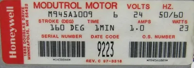 NEW HONEYWELL M945A1009 MODUTROL MOTOR 24V 160 DEG 1MIN