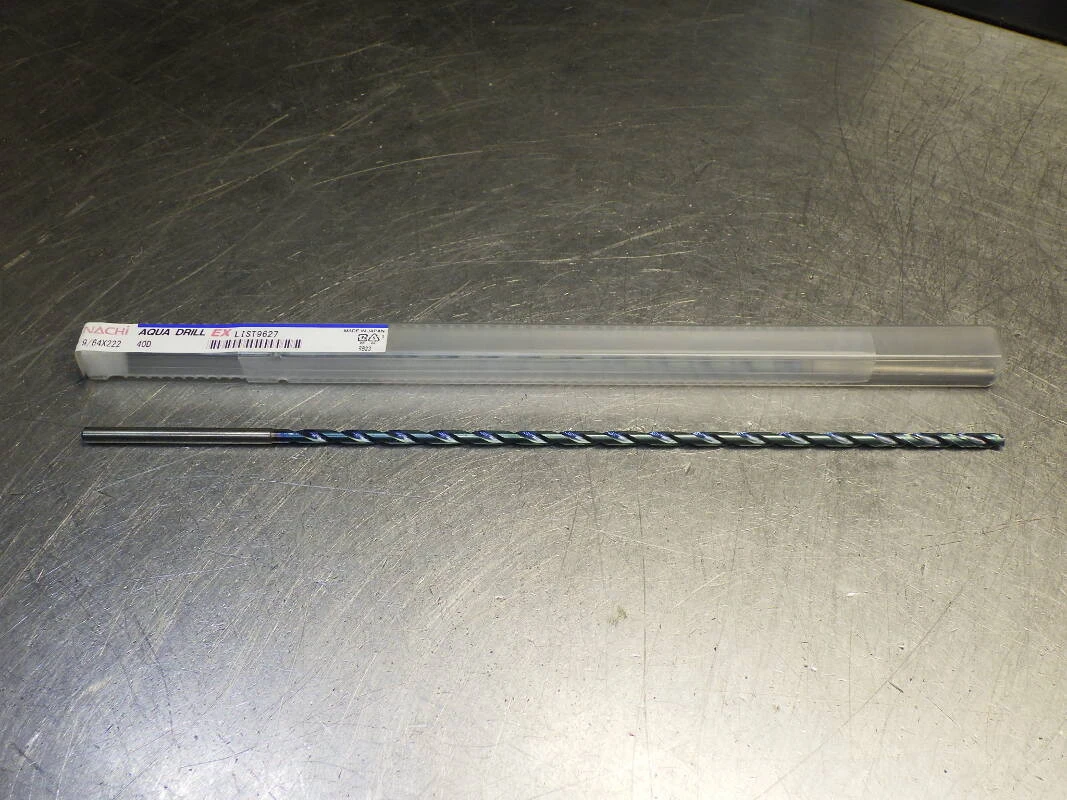 Nachi Aqua EX 9/64 Coolant Thru 40xD Carbide Drill 3.5mm Shank 1519580 (LOC693B)