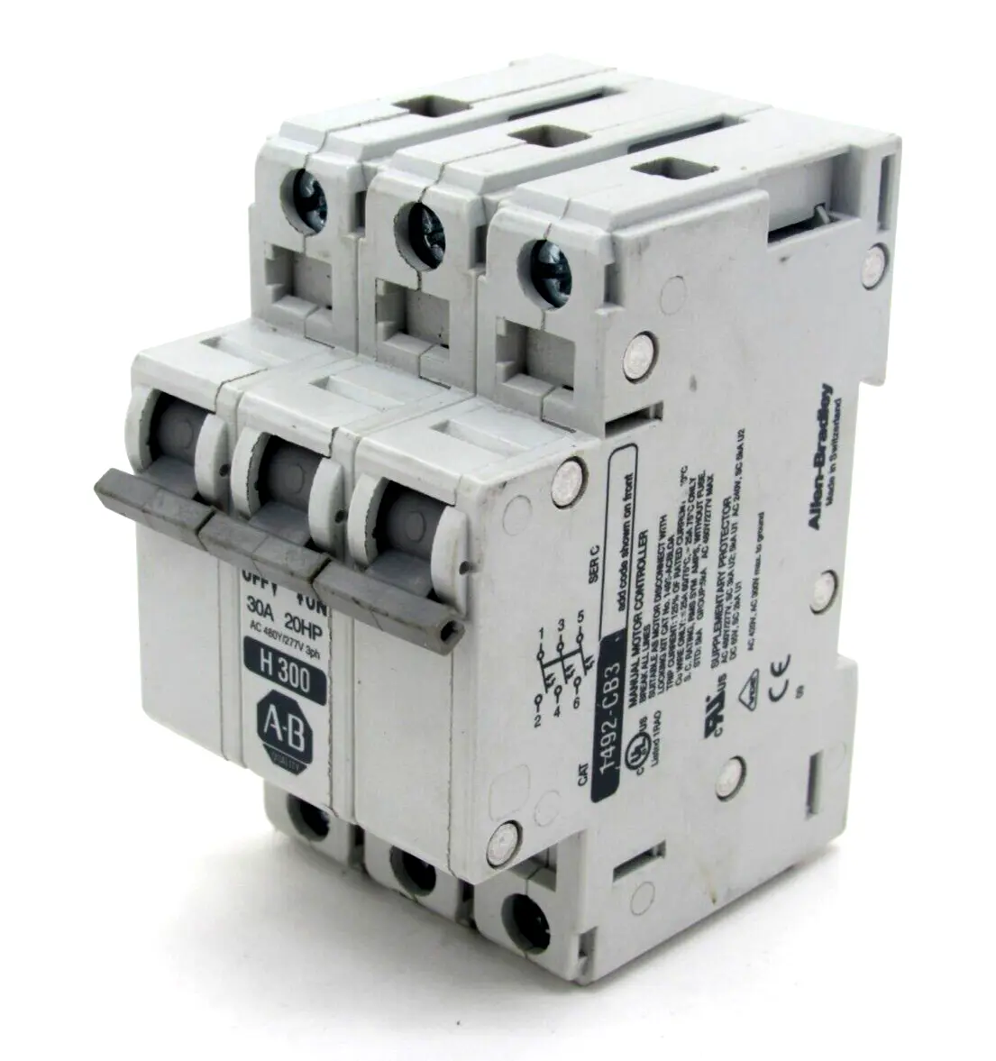 ALLEN BRADLEY 1492-CB-3-H-300 CIRCUIT BREAKER 30AMP 20HP 1492CB3H300 NEW SURPLUS