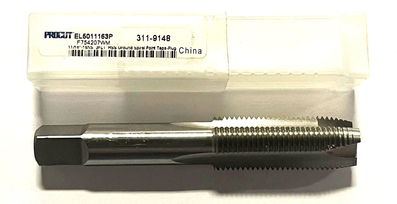 ProCut 11/16-16 Tap HSS Spiral Point Plug Tap 3 Flute H3 Bright Finish