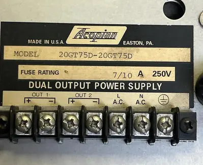 Used ACOPIAN 20GT75D-20GT75D Miscellaneous Equipment (Electrical & Power) Ohio US | Surplus Asset Holdings #1238227
