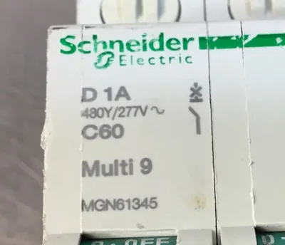 SCHNEIDER ELECTRIC MGN61345 D 1A C60 Multi 9 Breaker 2 Pole 480Y/277V 4D