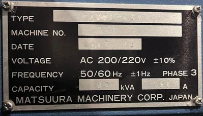 USED 2007 MATSUURA MAM 72-63V