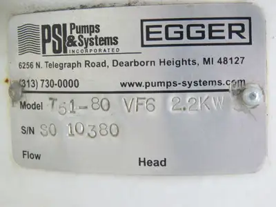 Egger Turo T51-80 VF6 Vortex Slurry Pump Recessed Impeller Metric Flange 4Hp 3PH